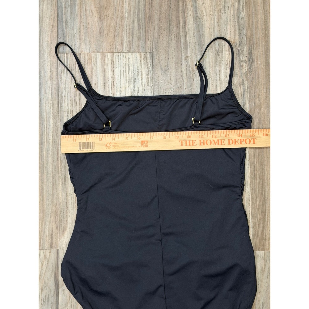 La Blanca Island Goddess One Piece Swimsuit Black Square Neck 14 Classy Slimming - Picture 9 of 13